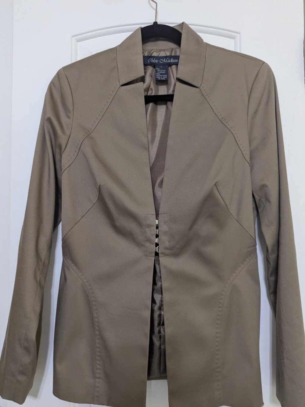 Chloe Madison lined Jacket and Matching Skirt, size 6, olive green